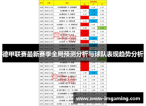 德甲联赛最新赛季全局预测分析与球队表现趋势分析