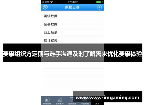 赛事组织方定期与选手沟通及时了解需求优化赛事体验 赛事组织方定期与选手沟通及时了解需求优化赛事体验